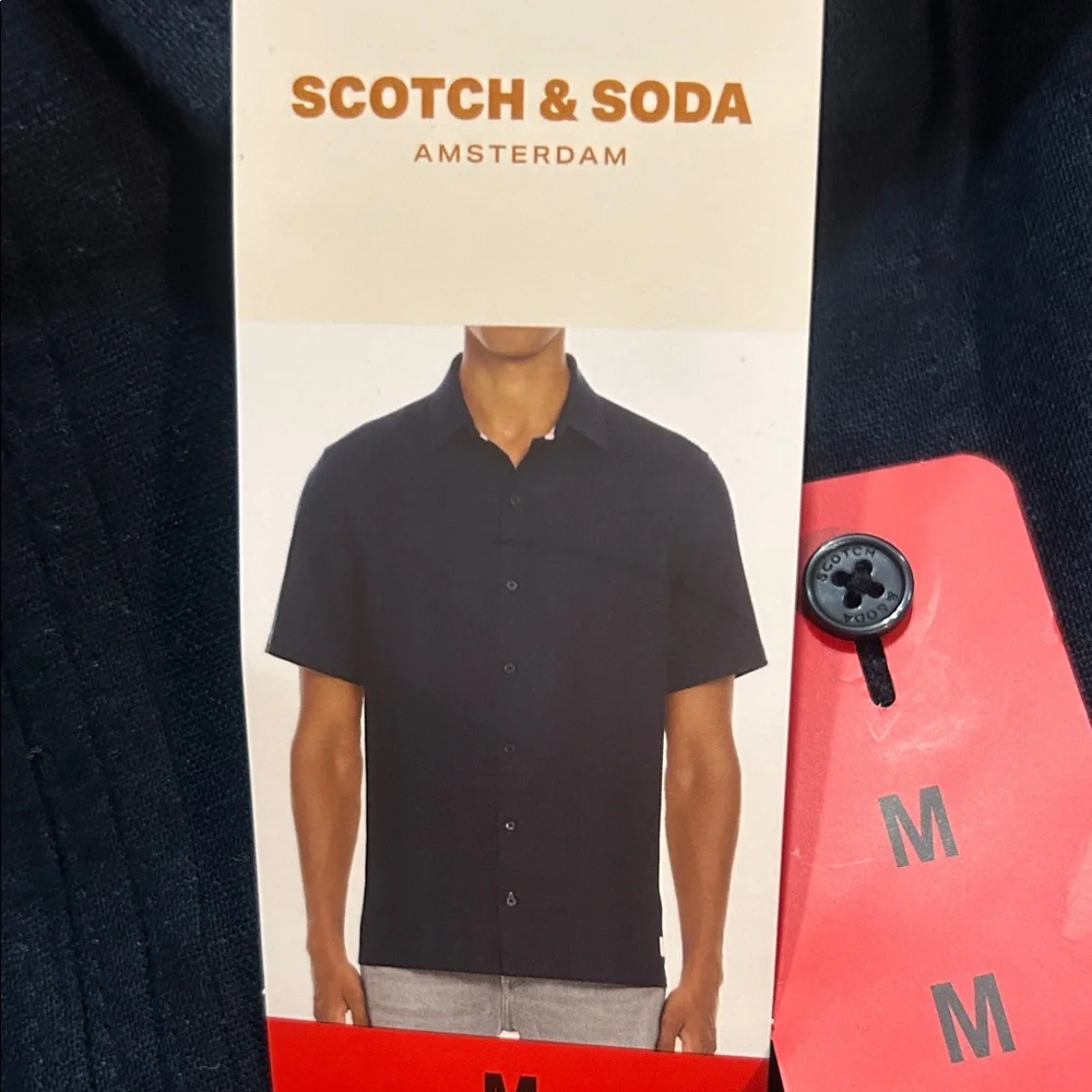Scotch & Soda Men's Dark Blue Linen Blend Shirt M NWT